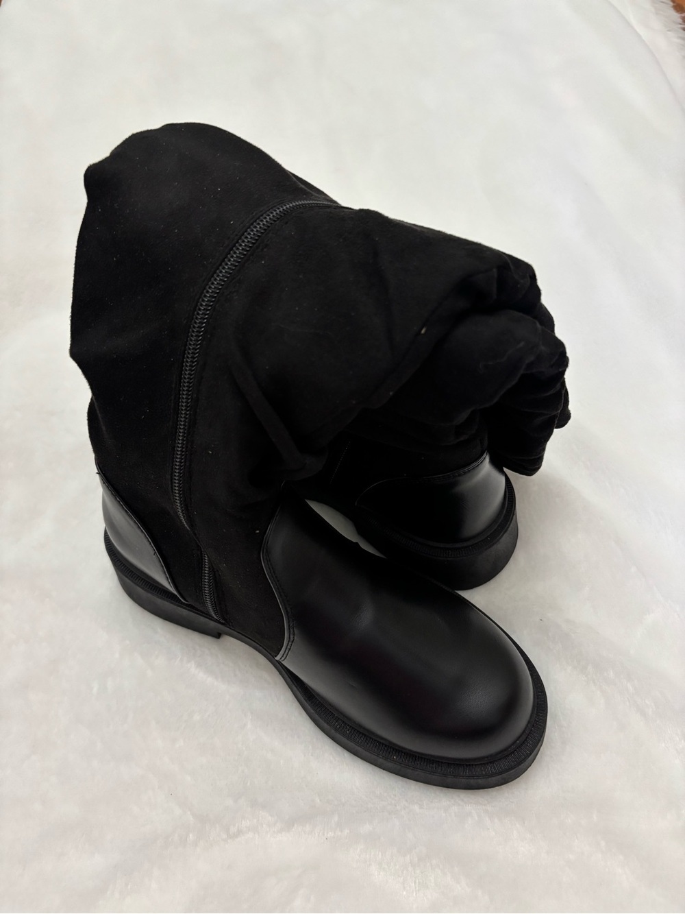 NEW Black Slouch Knee High Boots Chunky Platform Goth Grunge Women’s 7.5 NWOB - Picture 4 of 11